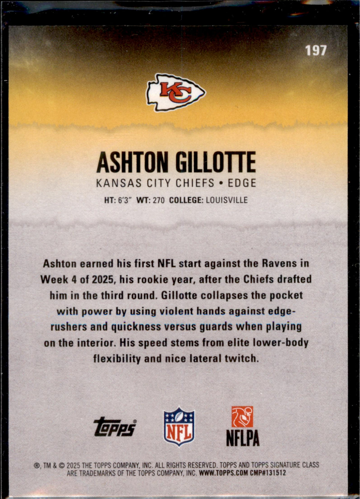 2025 Topps Signature Class #197 Ashton Gillotte Green & Purple