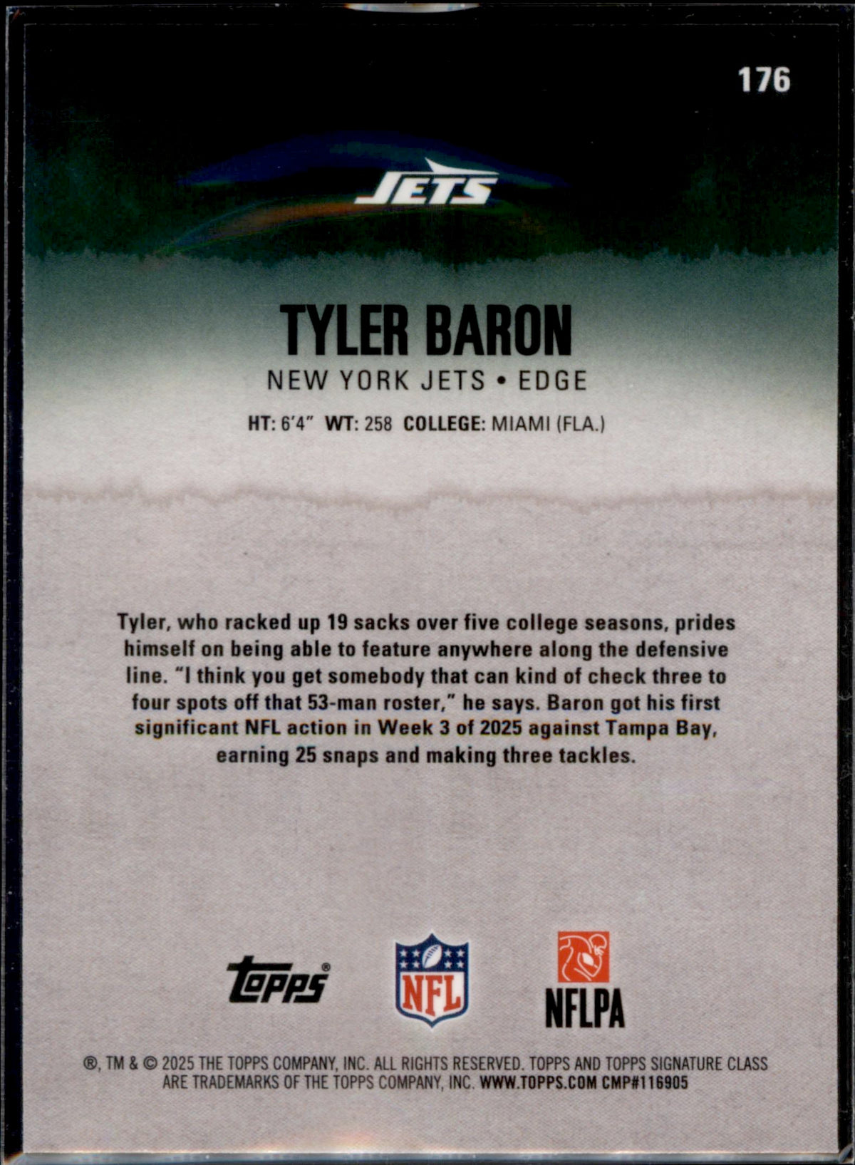 2025 Topps Signature Class #176 Tyler Baron Chrome