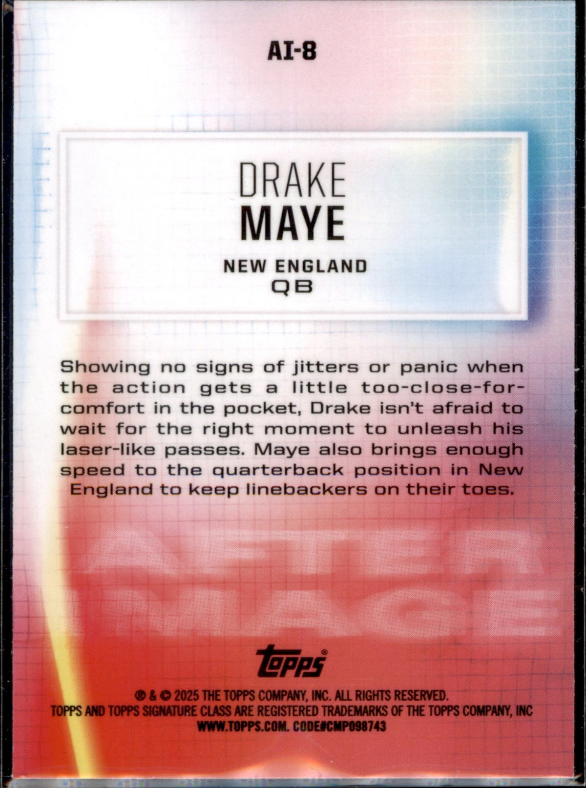 2024 Topps Signature Class #AI-8 Drake Maye After Image