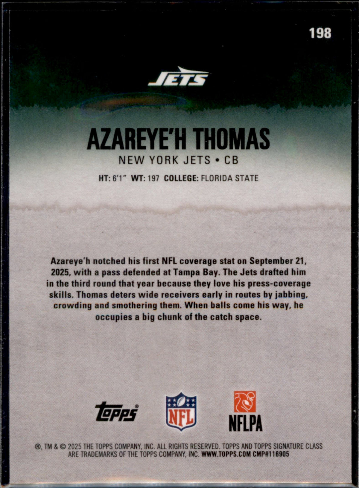 2025 Topps Signature Class #198 Azareye'h Thomas Chrome