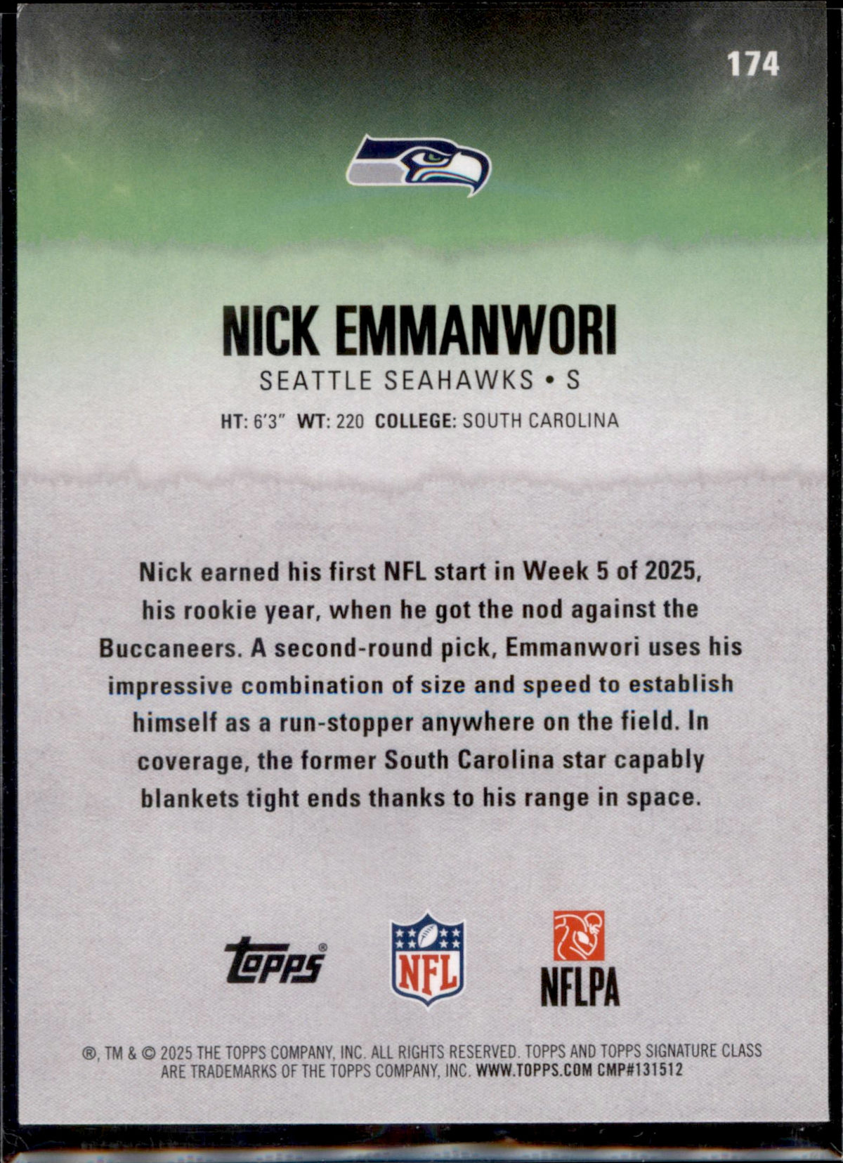 2025 Topps Signature Class #174 Nick Emmanwori