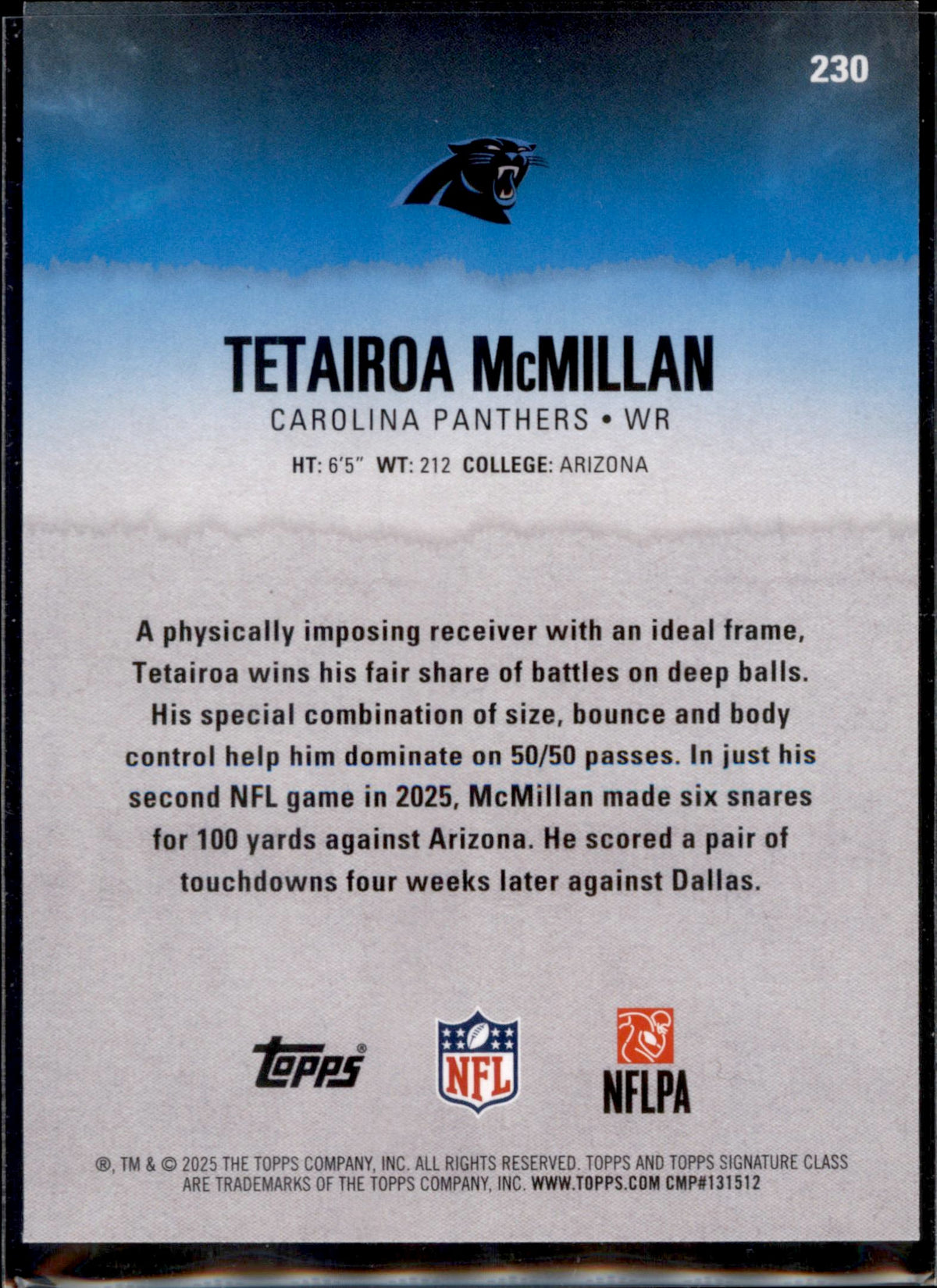 2025 Topps Signature Class #230 Tetairoa McMillan