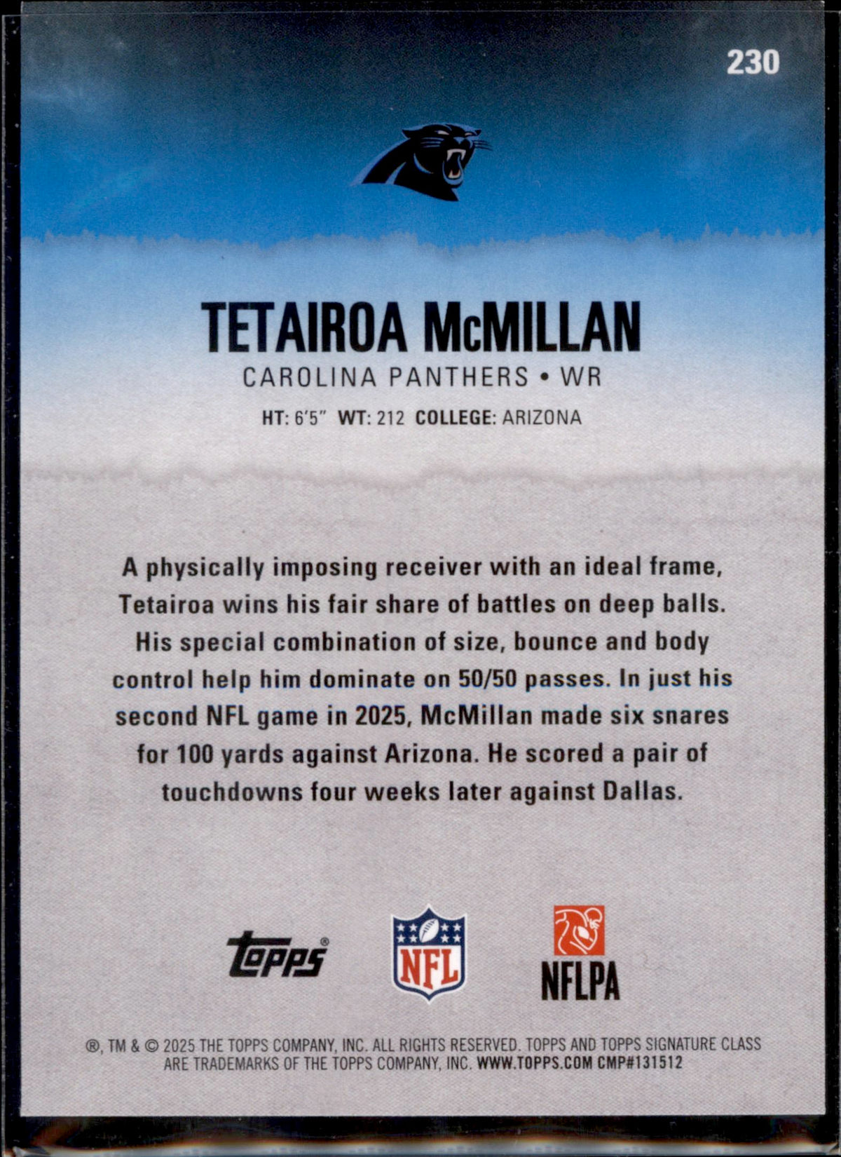 2025 Topps Signature Class #230 Tetairoa McMillan