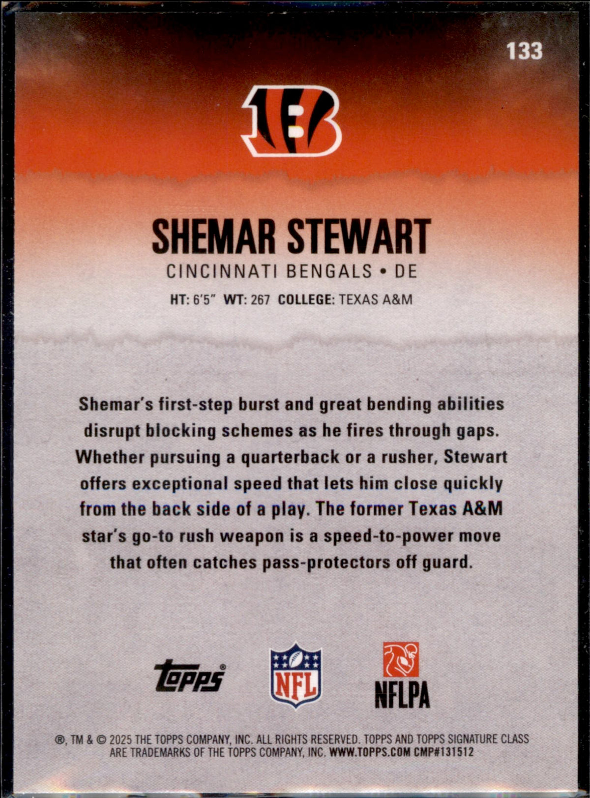 2025 Topps Signature Class #133 Shemar Stewart Blue & Yellow