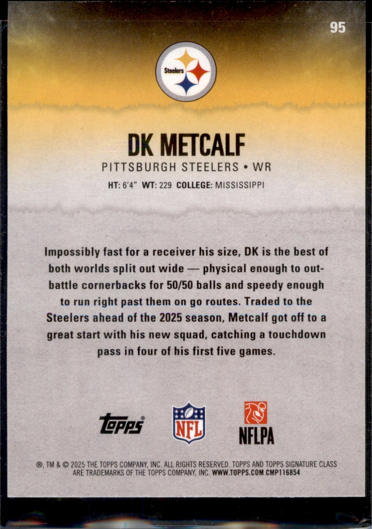 2025 Topps Signature Class #95 DK Metcalf Blue & Yellow