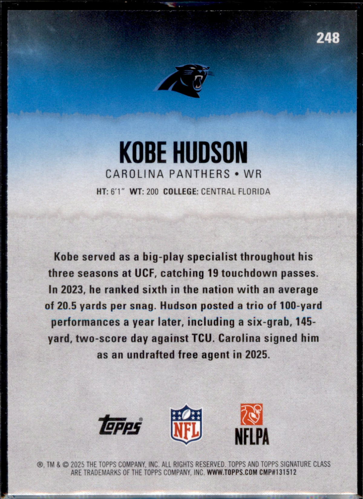 2025 Topps Signature Class #248 Kobe Hudson