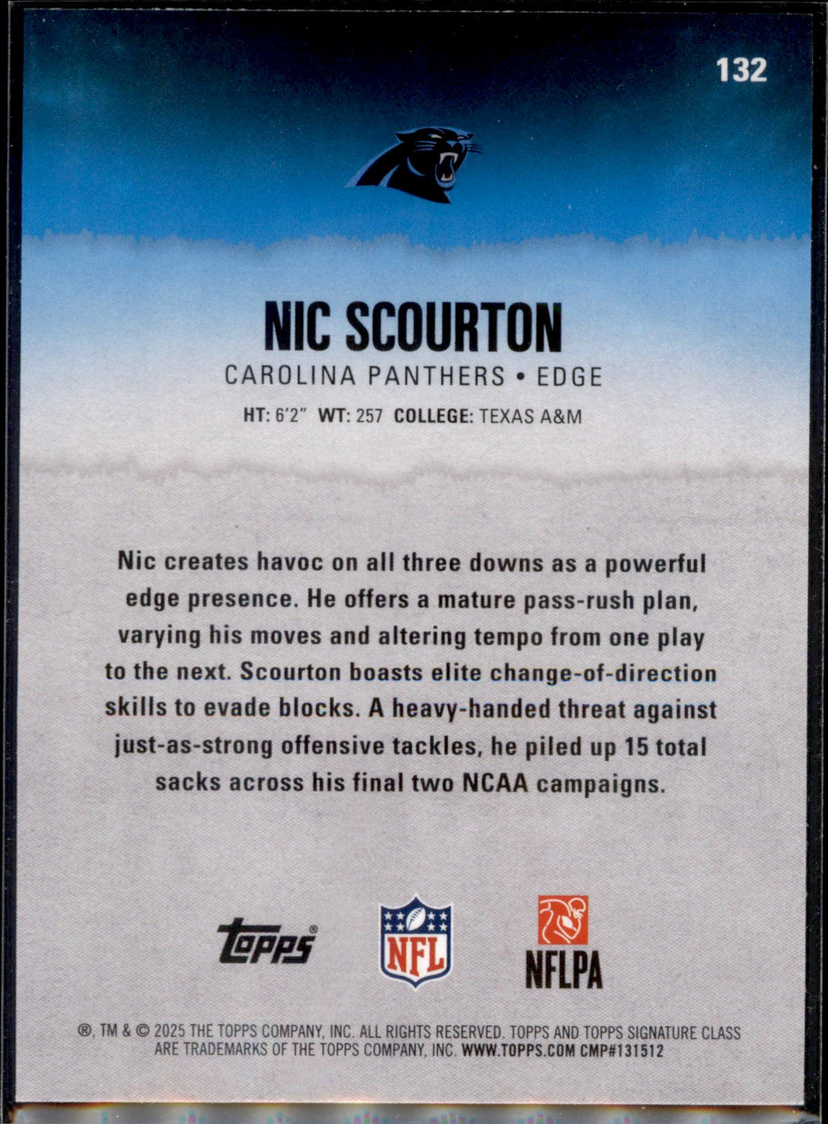 2025 Topps Signature Class #132 Nic Scourton