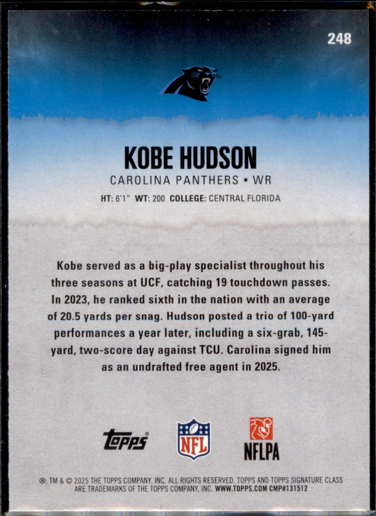 2025 Topps Signature Class #248 Kobe Hudson