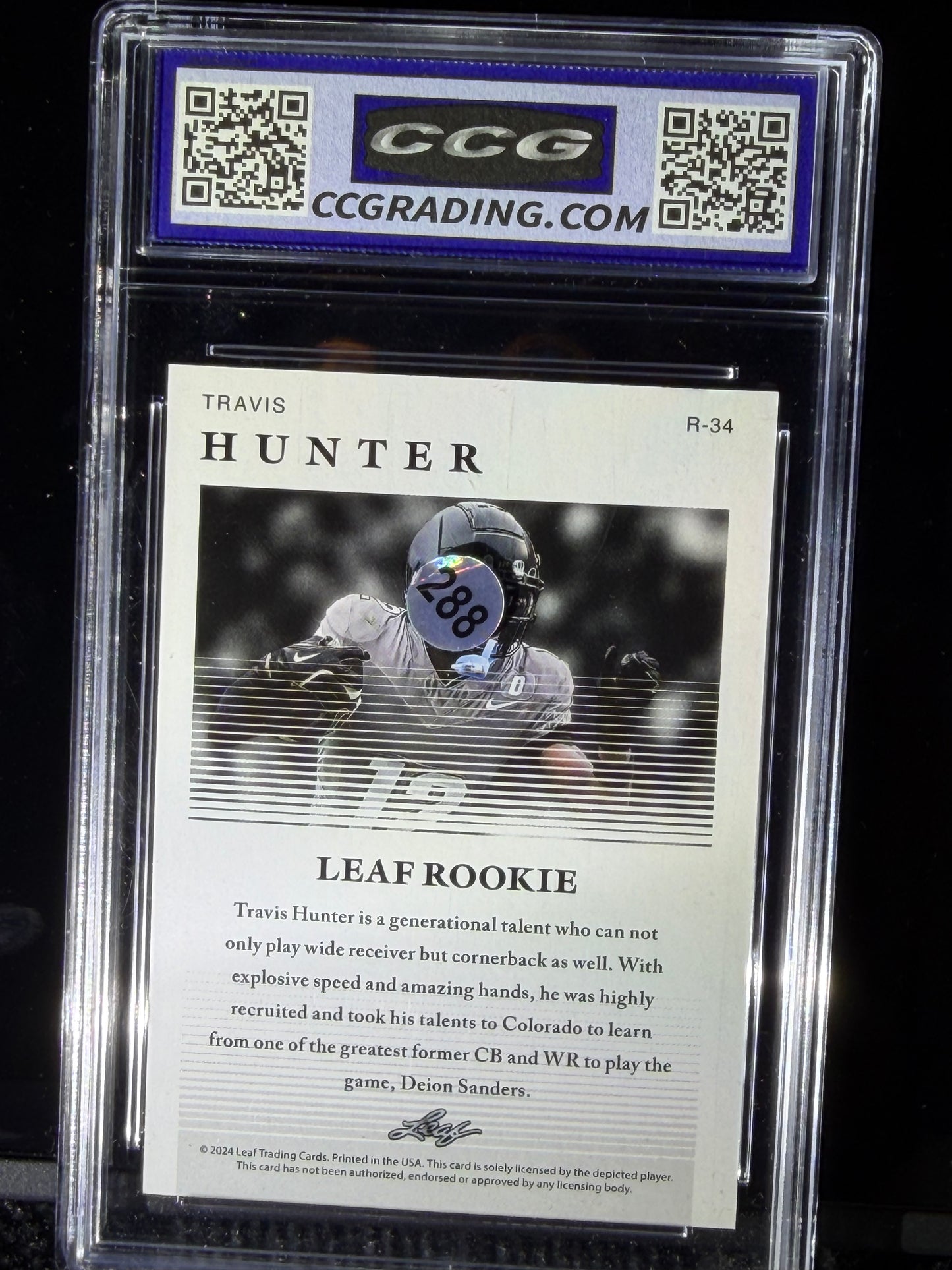 Travis Hunter 2024 Leaf Rookie #R34 – GEM MINT 10 (CCG) – Perfect 10 Subgrades