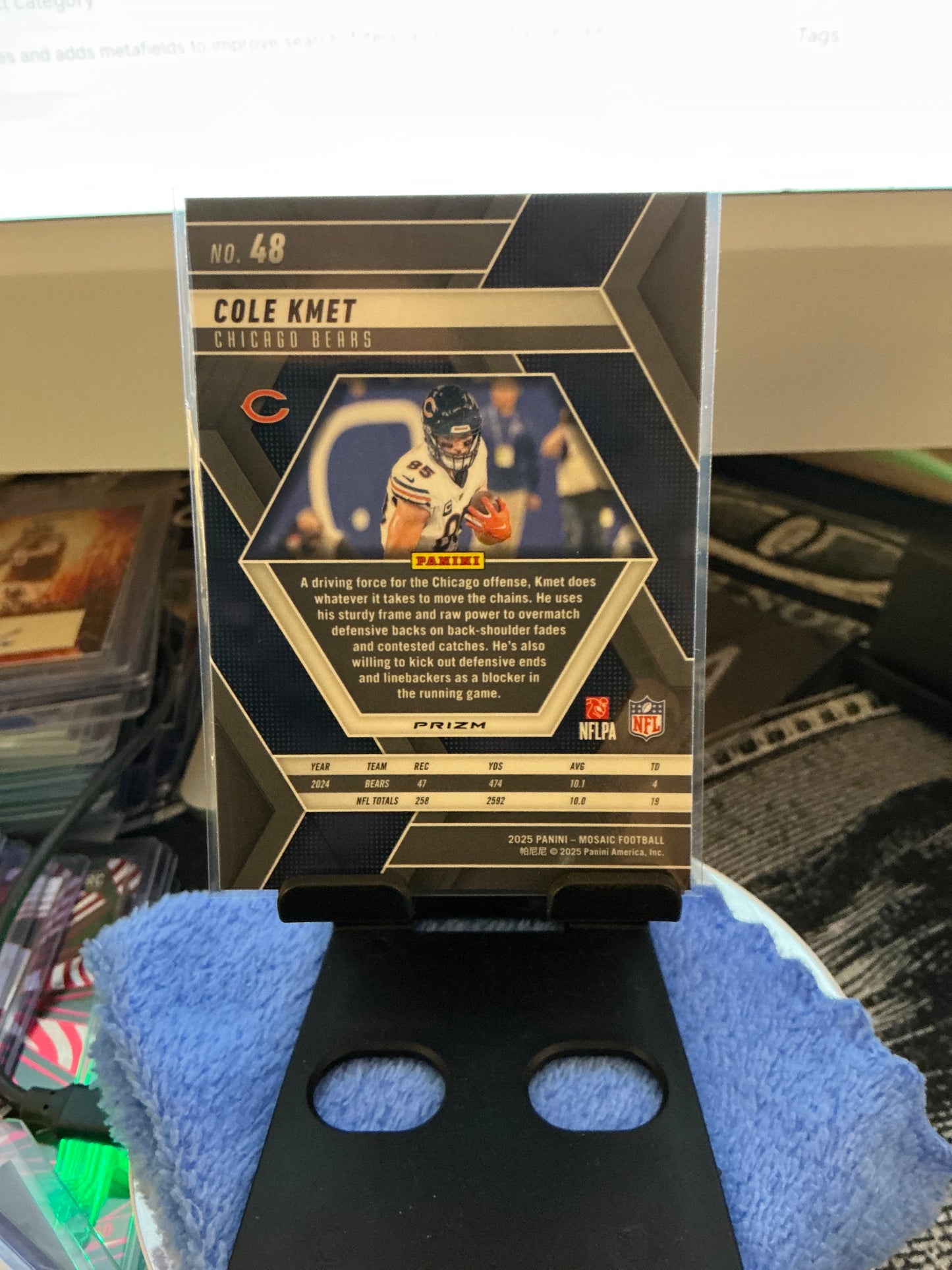 2025 Panini Mosaic Cole Kmet Purple Mosaic Prizm Football Card Chicago Bears
