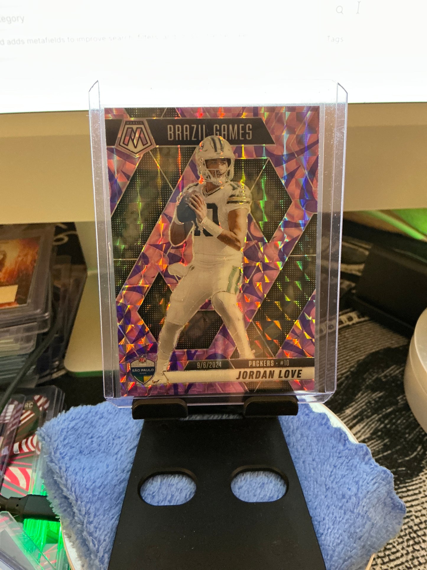 2025 Panini Mosaic Jordan Love Brazil Games Purple Mosaic Prizm Packers Intl Games