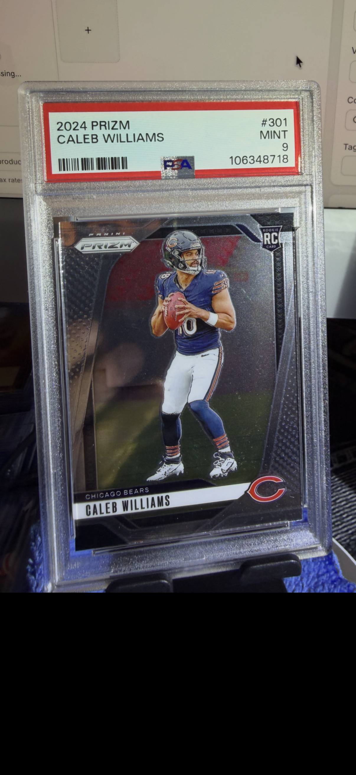 2024 Panini Prizm Caleb Williams Rookie Card PSA 9 Mint Chicago Bears RC Playoff QB