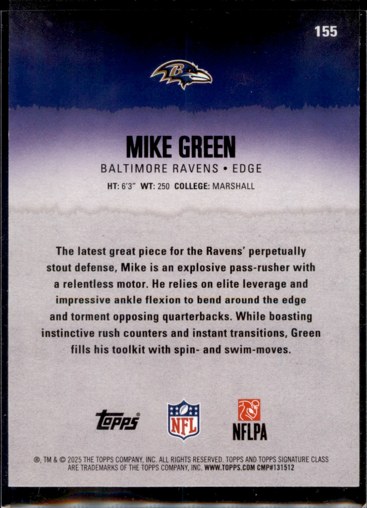 2025 Topps Signature Class #155 Mike Green Green & Purple