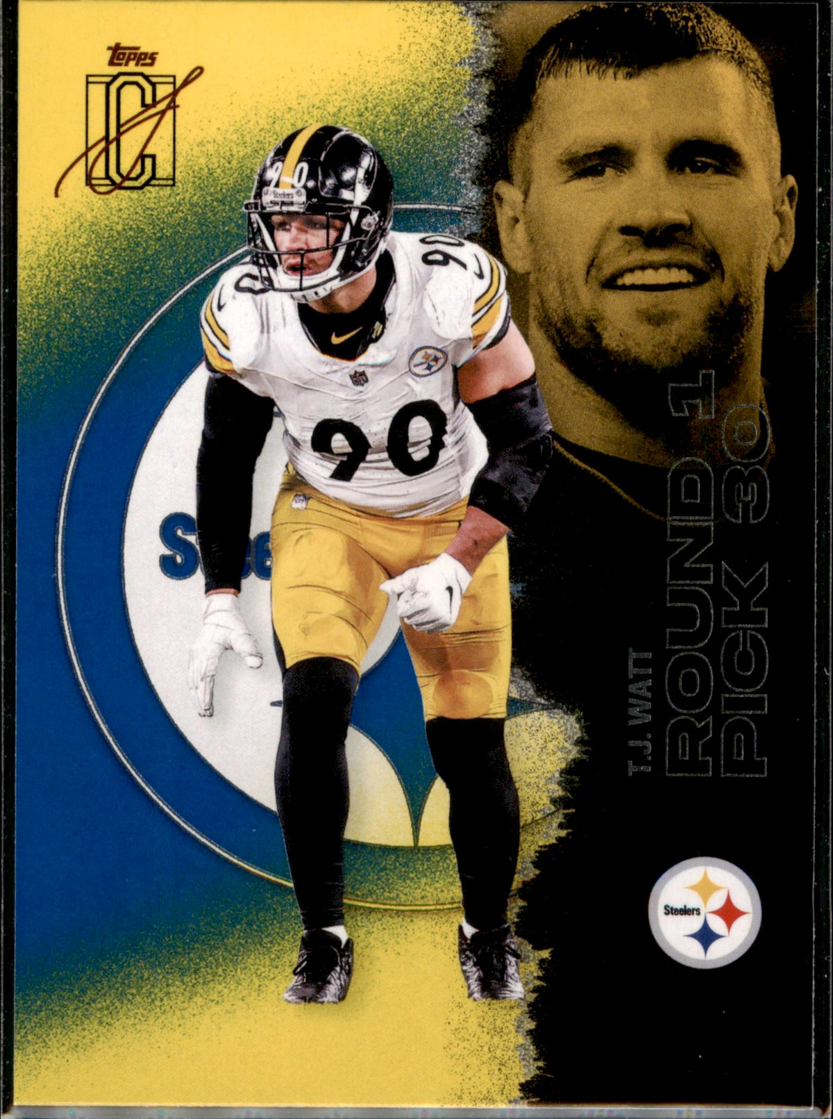 2025 Topps Signature Class #96 T.J. Watt Blue & Yellow