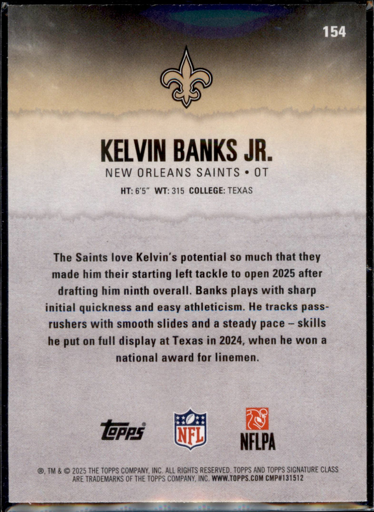 2025 Topps Signature Class #154 Kelvin Banks Jr.