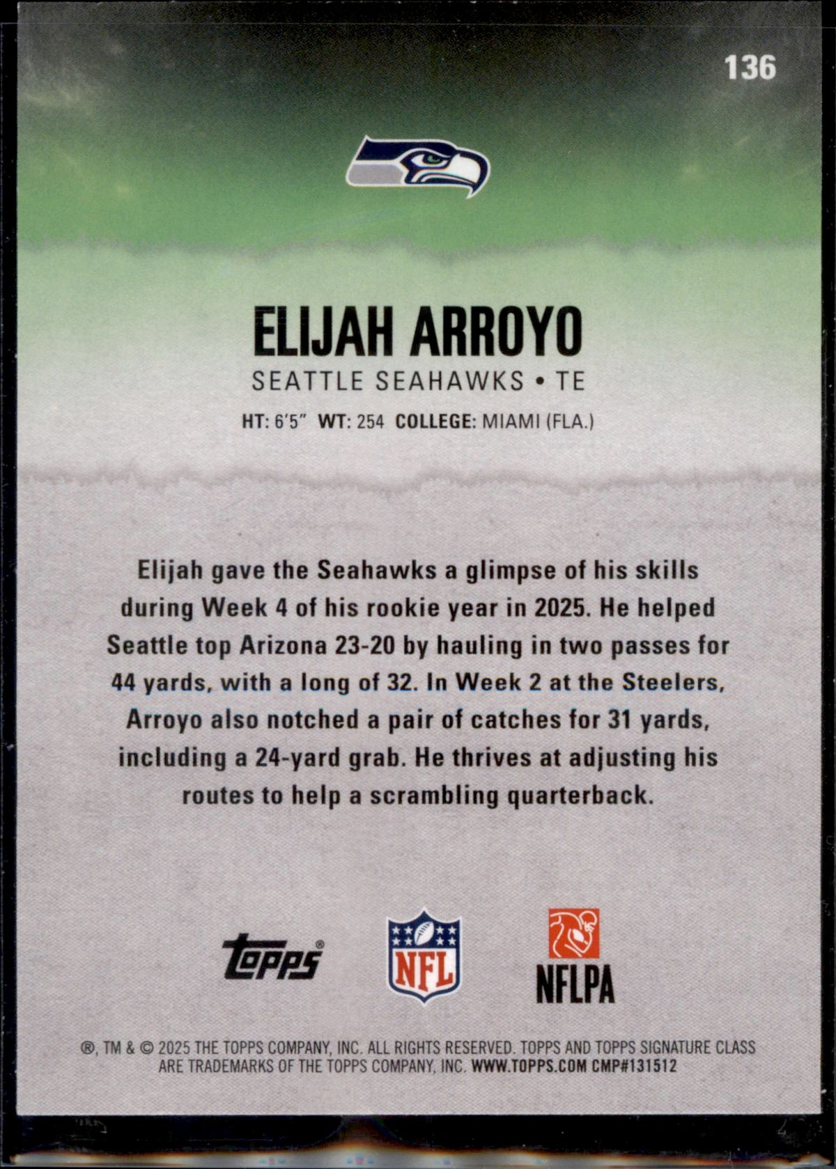 2025 Topps Signature Class #136 Elijah Arroyo