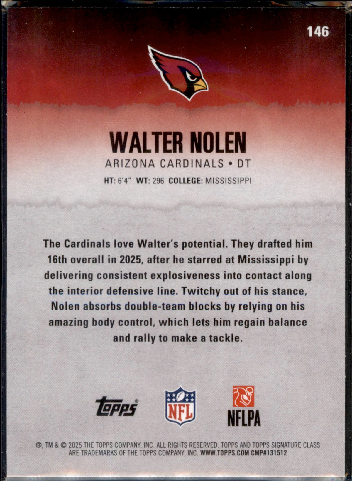 2025 Topps Signature Class #146 Walter Nolen