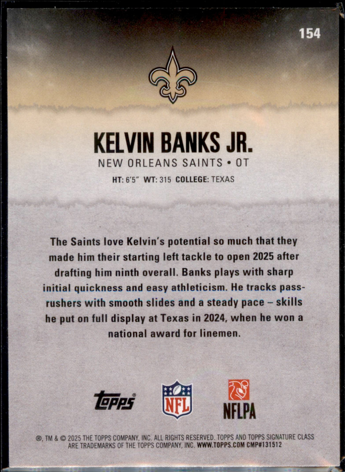 2025 Topps Signature Class #154 Kelvin Banks Jr.