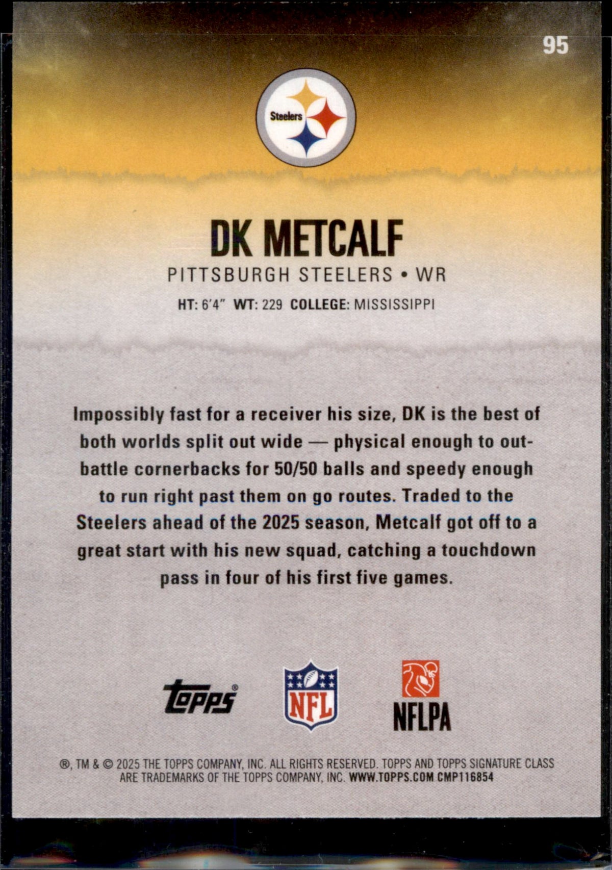 2025 Topps Signature Class #95 DK Metcalf Blue & Yellow