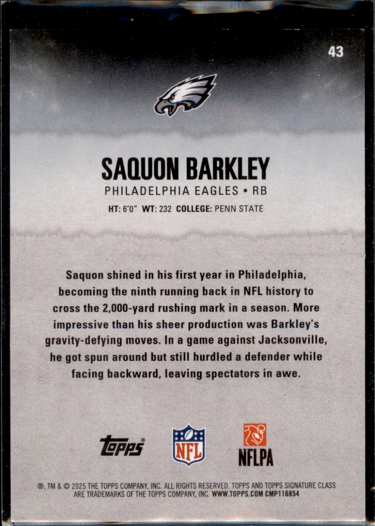 2025 Topps Signature Class #43 Saquon Barkley Chrome
