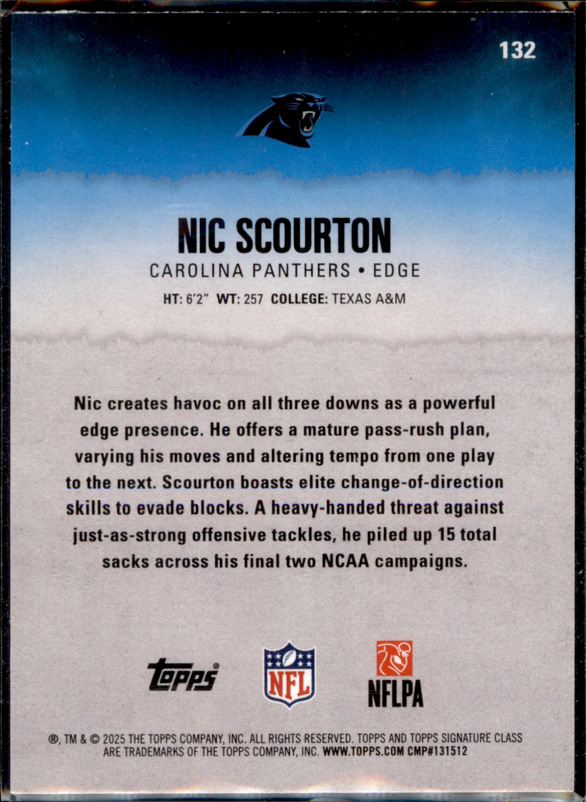 2025 Topps Signature Class #132 Nic Scourton Blue & Yellow