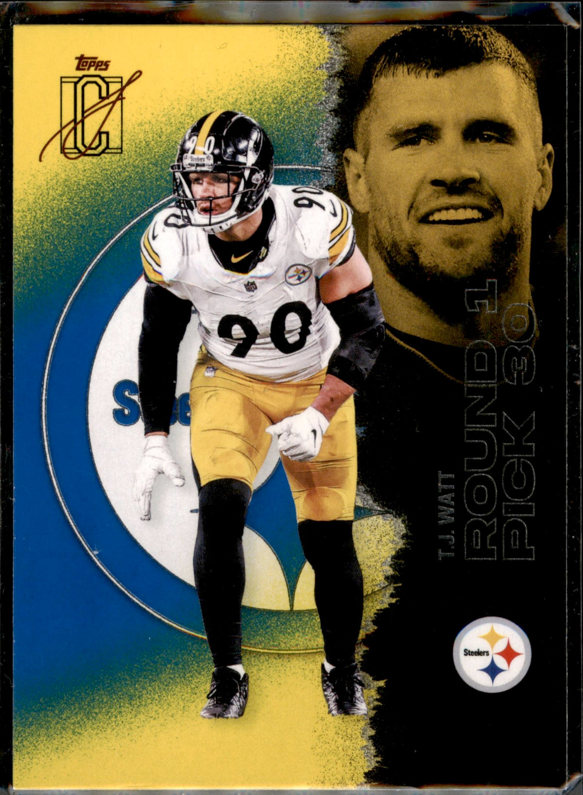 2025 Topps Signature Class #96 T.J. Watt Blue & Yellow
