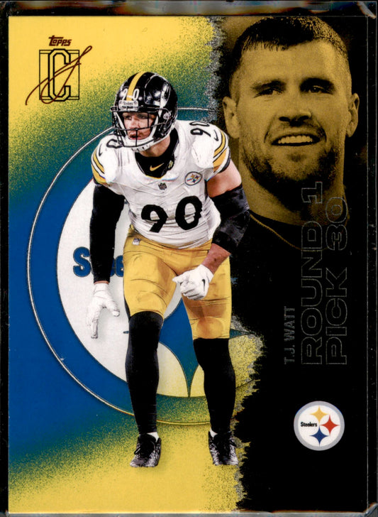 2025 Topps Signature Class #96 T.J. Watt Blue & Yellow