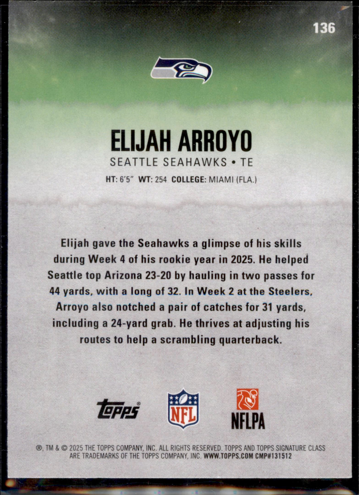 2025 Topps Signature Class #136 Elijah Arroyo