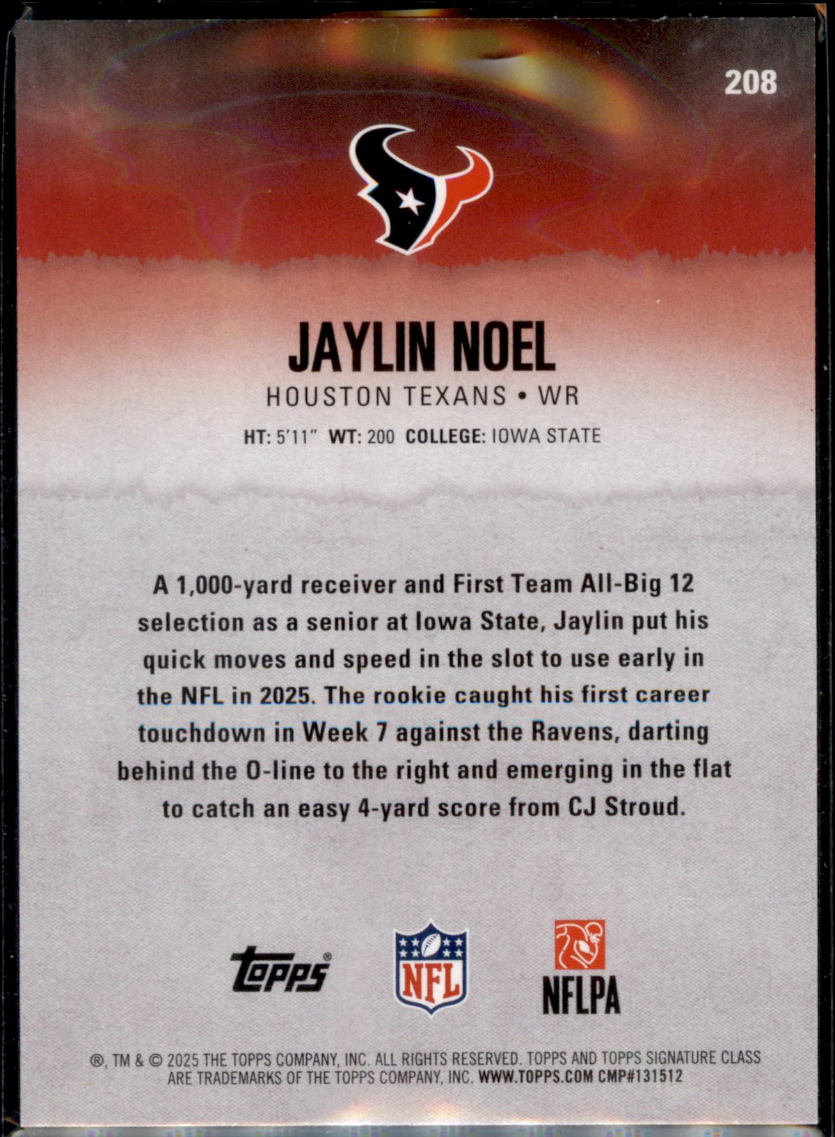 2025 Topps Signature Class #208 Jaylin Noel