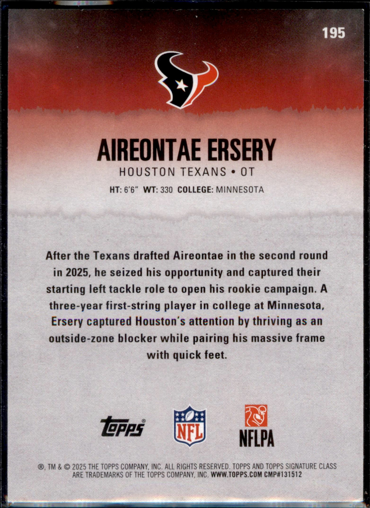 2025 Topps Signature Class #195 Aireontae Ersery