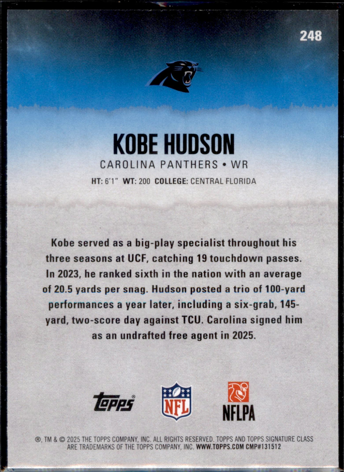 2025 Topps Signature Class #248 Kobe Hudson