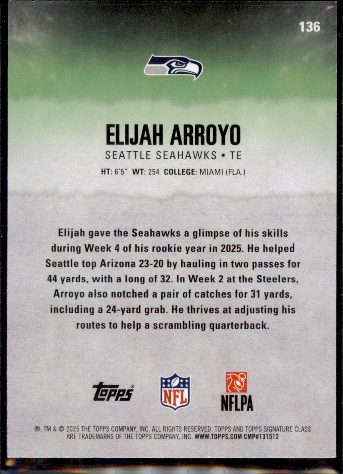 2025 Topps Signature Class #136 Elijah Arroyo