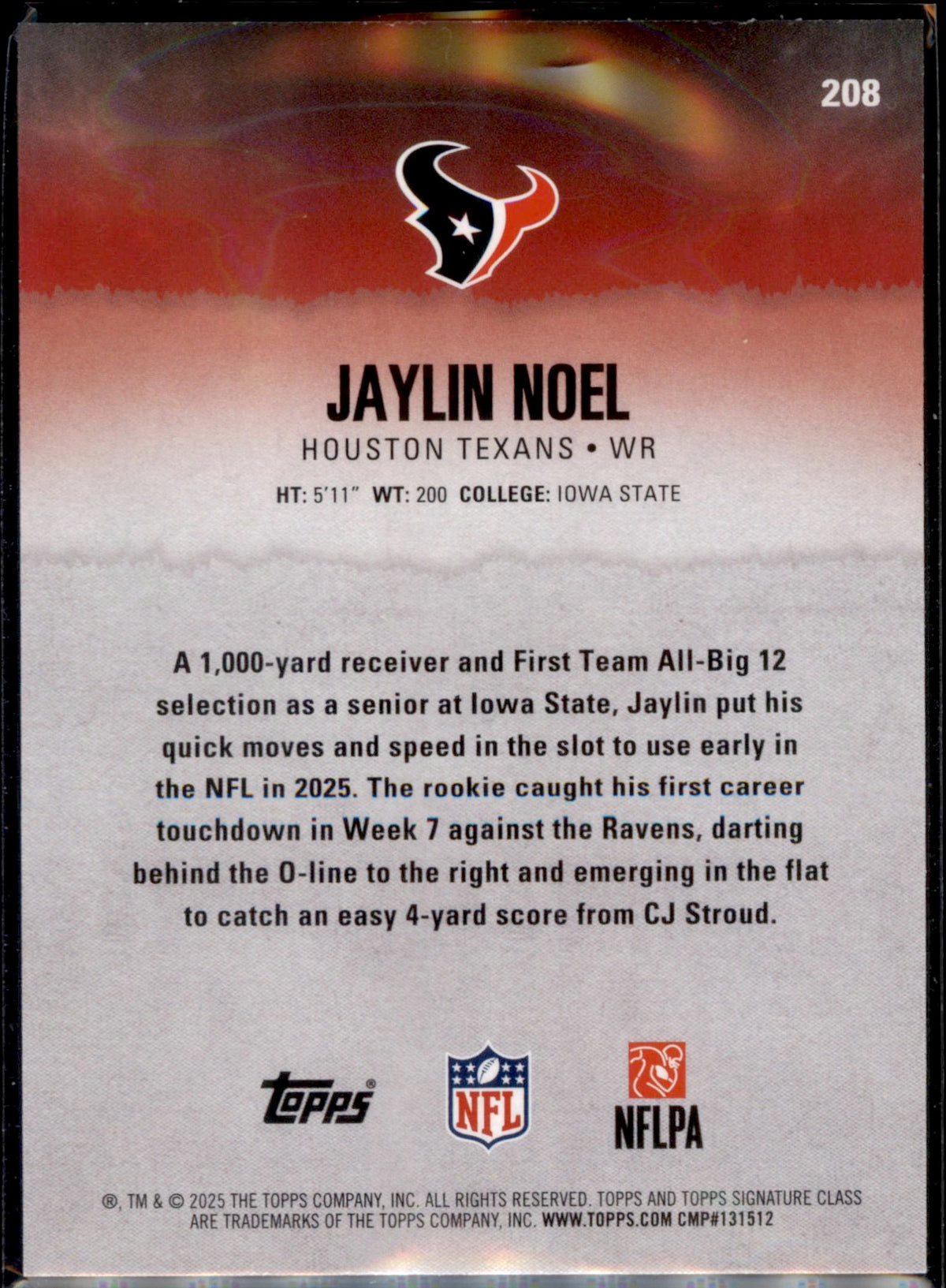 2025 Topps Signature Class #208 Jaylin Noel