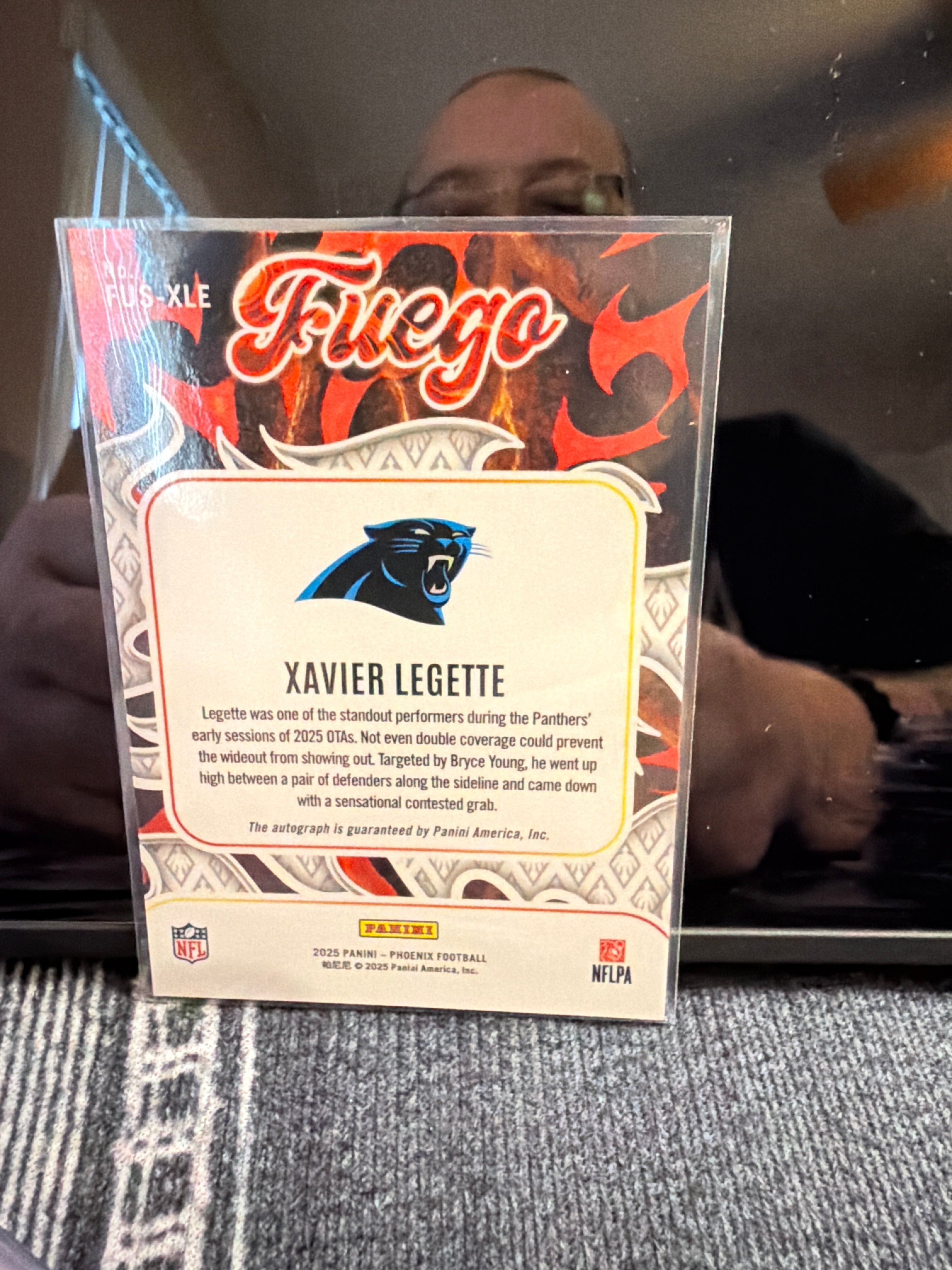 Xavier Legette 2025 Panini Phoenix Fuego Autograph Carolina Panthers