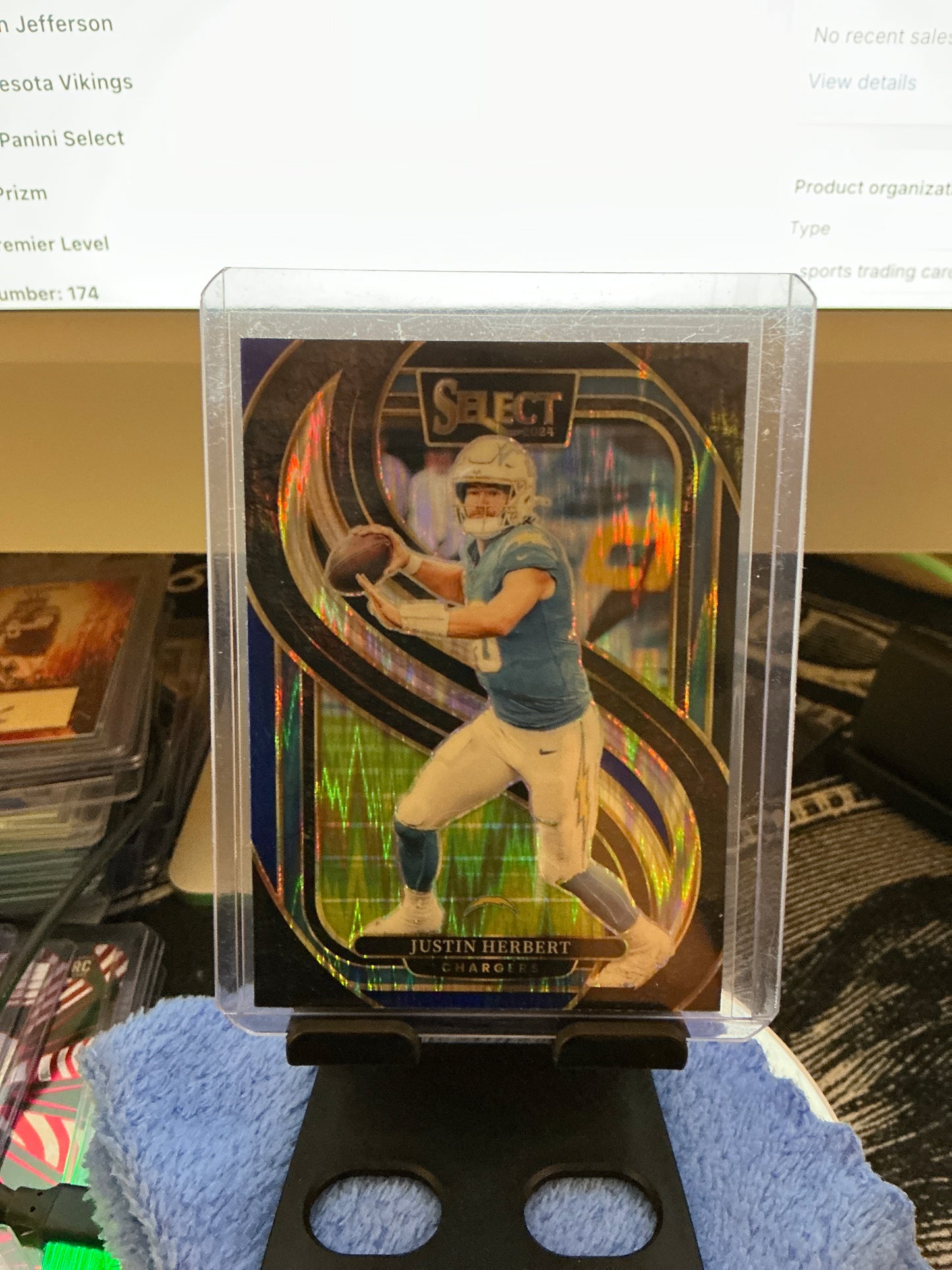 2024 Panini Select Justin Herbert Premier Level Prizm Football Card Los Angeles Chargers