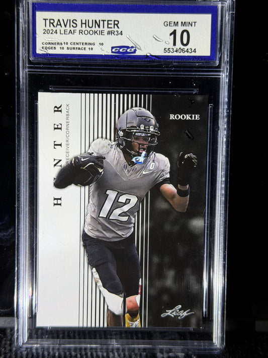 Travis Hunter 2024 Leaf Rookie #R34 – GEM MINT 10 (CCG) – Perfect 10 Subgrades