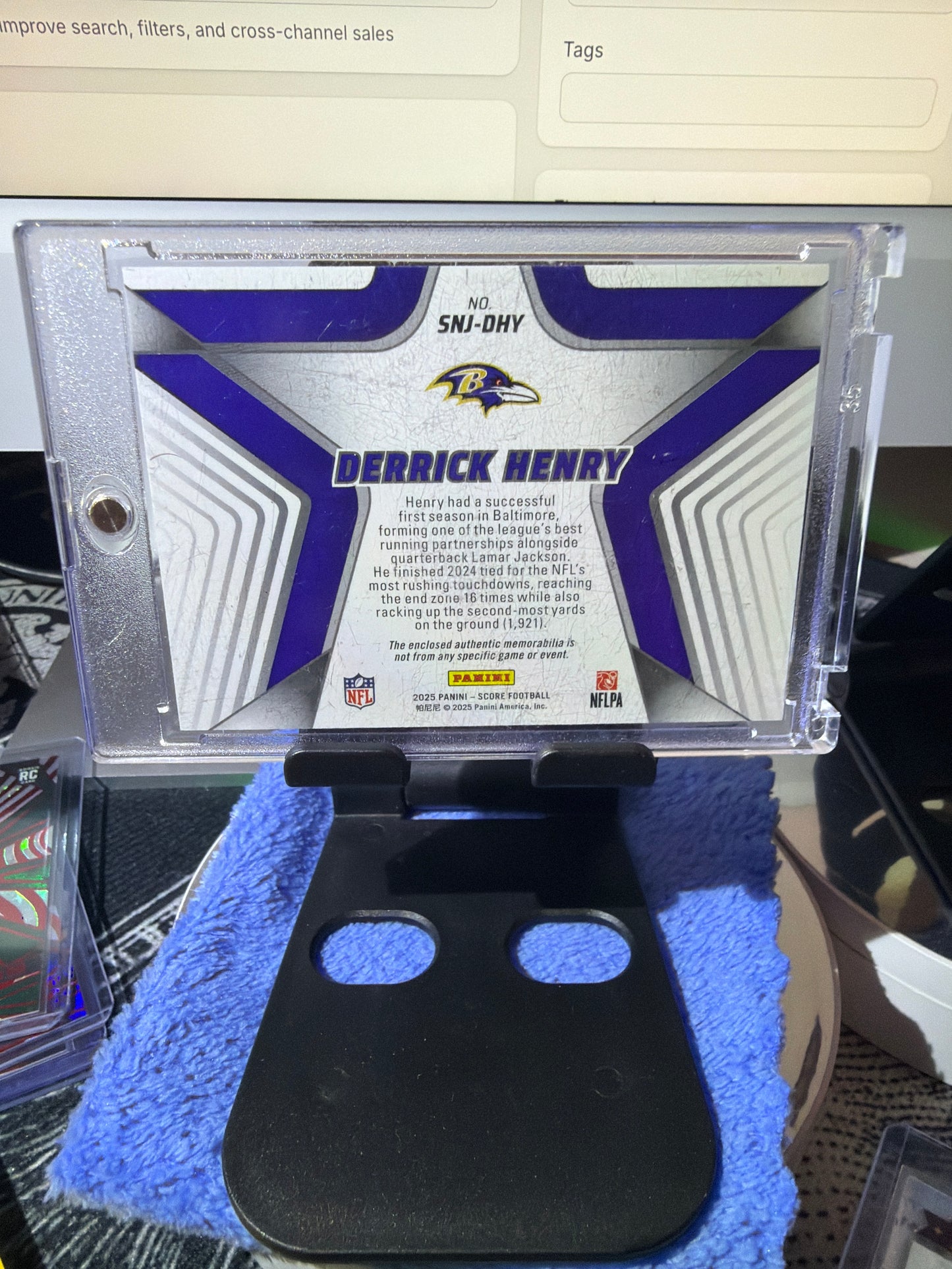 2025 Panini Score Derrick Henry Stars of the NFL Jersey Patch SNJ-DHY Baltimore Ravens