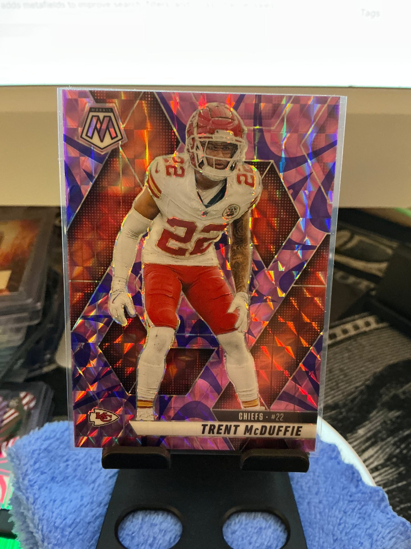 2025 Panini Mosaic Trent McDuffie Purple Mosaic Prizm Football Card Chiefs