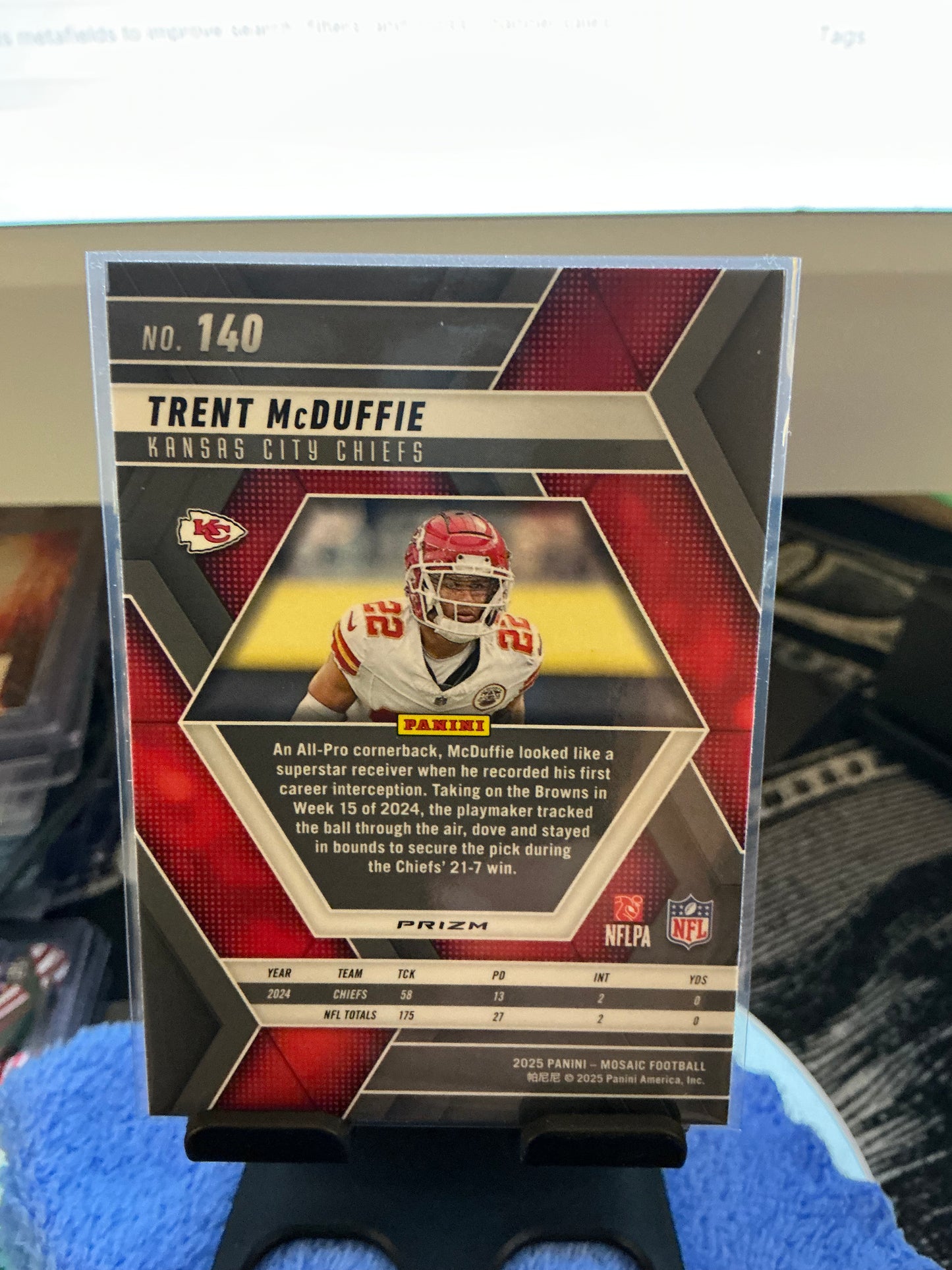 2025 Panini Mosaic Trent McDuffie Purple Mosaic Prizm Football Card Chiefs