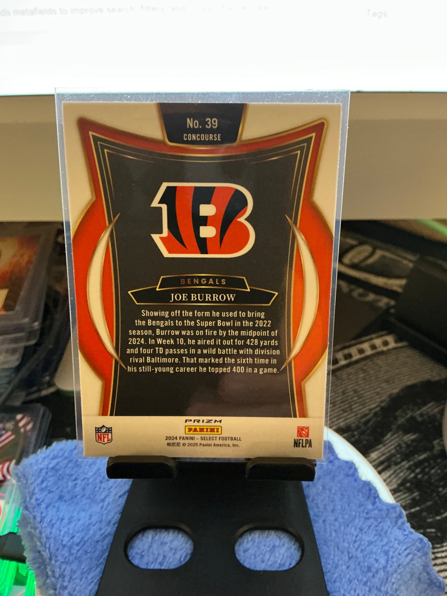 2024 Panini Select Joe Burrow Red White Blue Shock Prizm Football Card Bengals