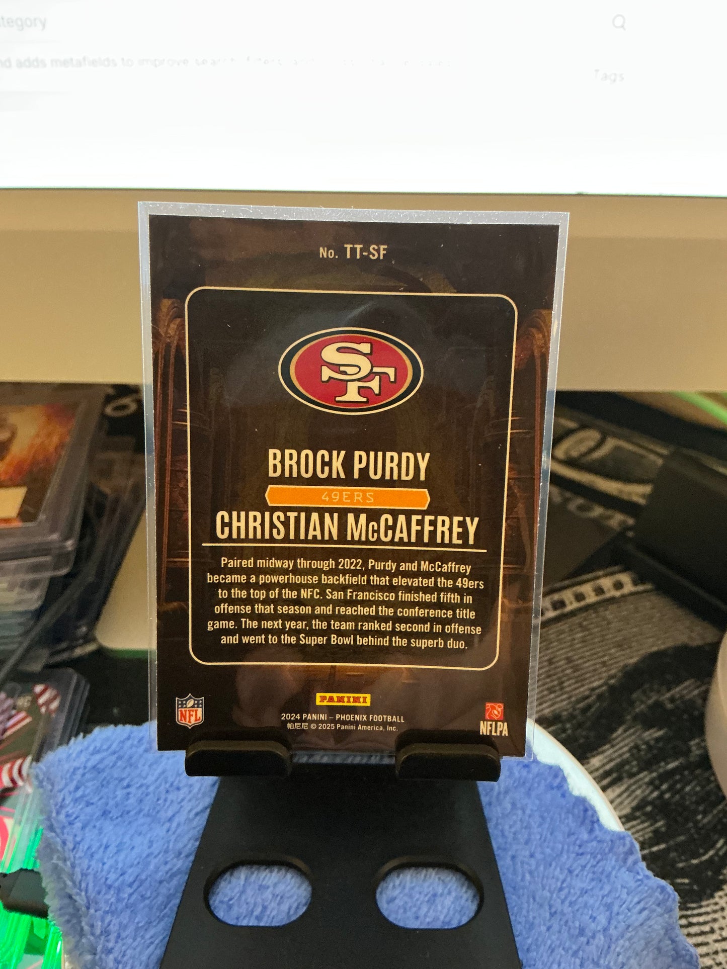 2024 Panini Phoenix Treasured Tandems Brock Purdy Christian McCaffrey Insert San Francisco 49ers