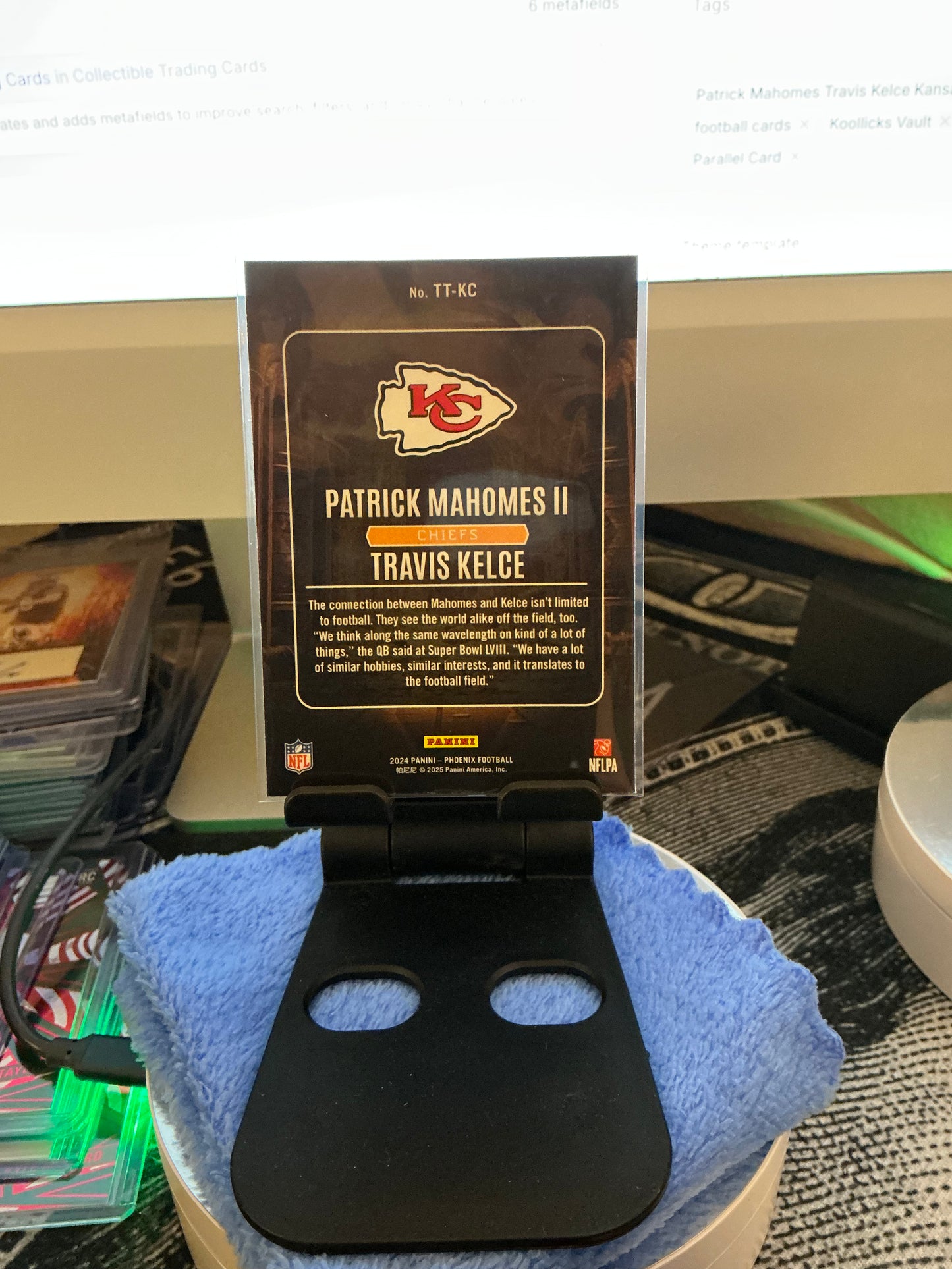 Patrick Mahomes Travis Kelce 2024 Panini Phoenix Treasured Tandems Purple Parallel Chiefs