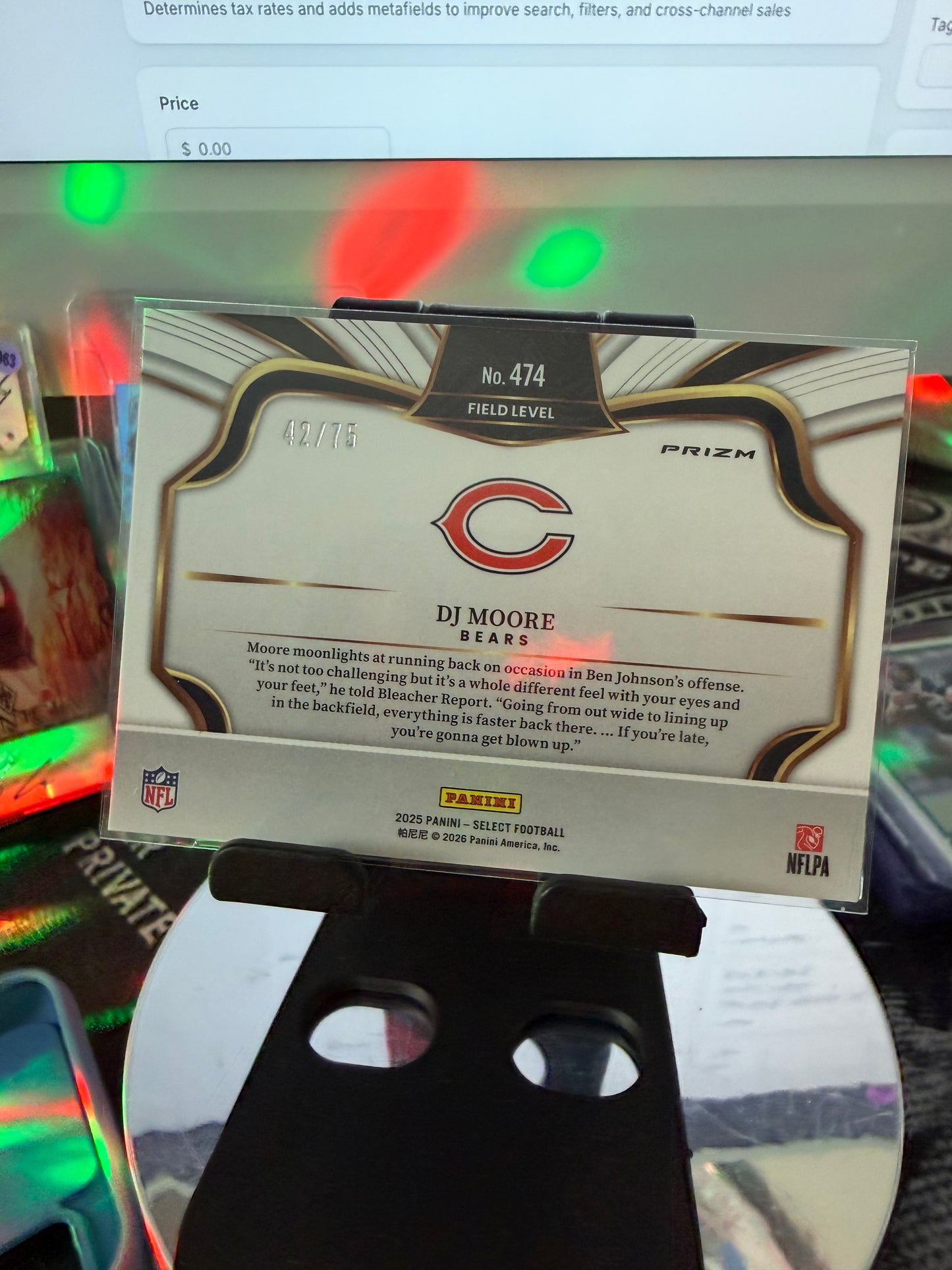 DJ Moore 2023 Panini Select Blue Parallel /75 #42 Chicago Bears