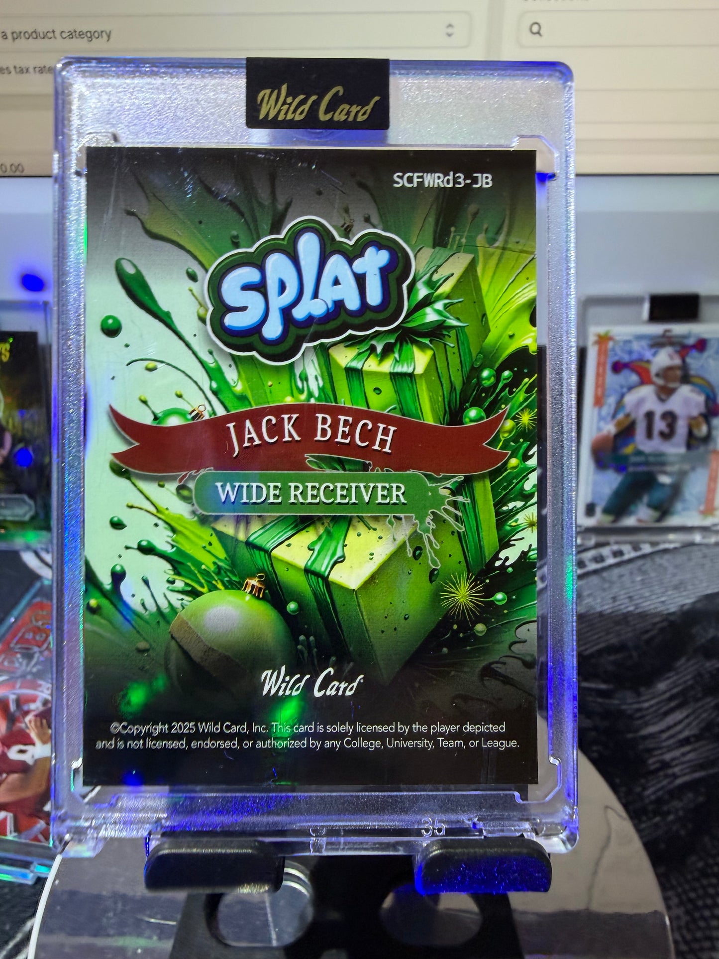 Jack Bech 2025 Wild Card Splat Green Rookie Card Serial Number 3/4