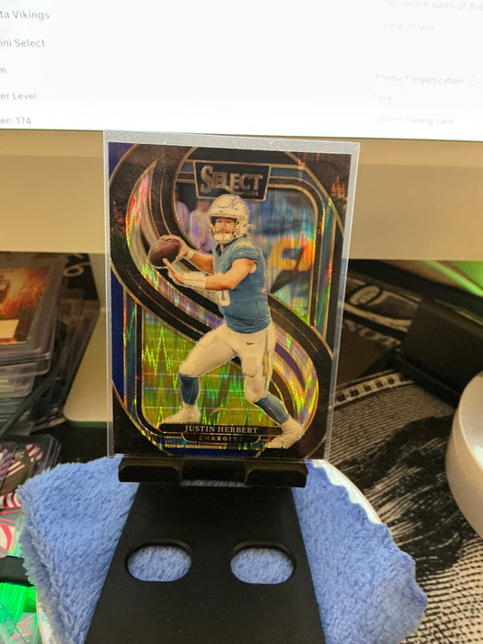 2024 Panini Select Justin Herbert Premier Level Prizm Football Card Los Angeles Chargers