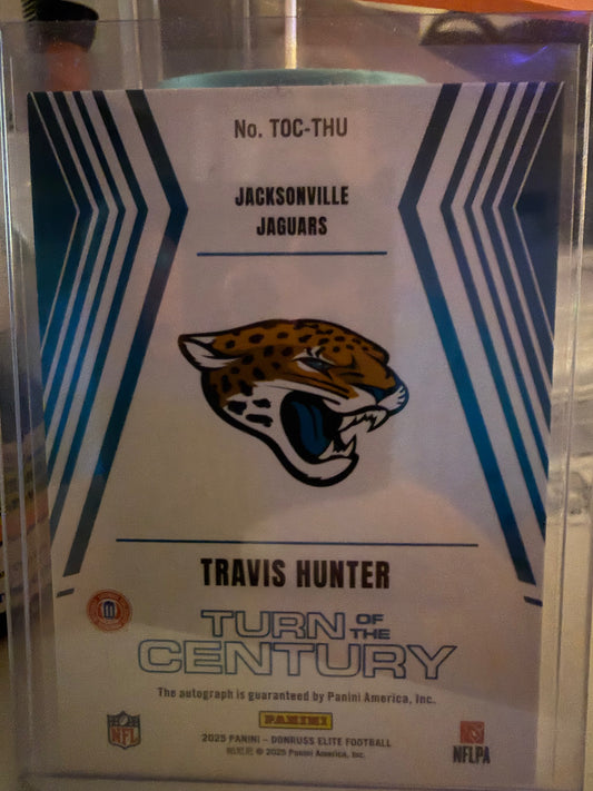 2023 Elite Turn of the Century Auto – Travis Hunter BLUE Foil – Rookie Autograph – Serial Numbered 138/499