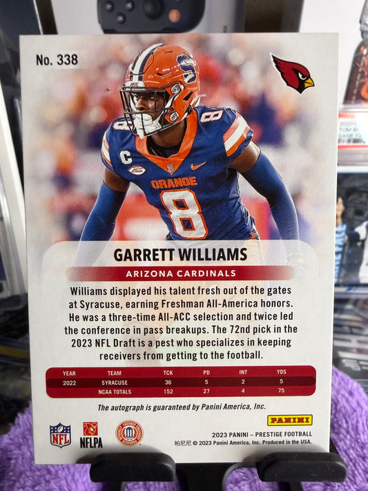 2023 Panini Prestige Xtra Points Rookie Auto – Garrett Williams (RC)