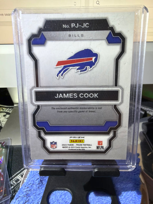 2023 Panini Prizm James Cook Premier Jerseys Green Pulsar Patch NFL Card