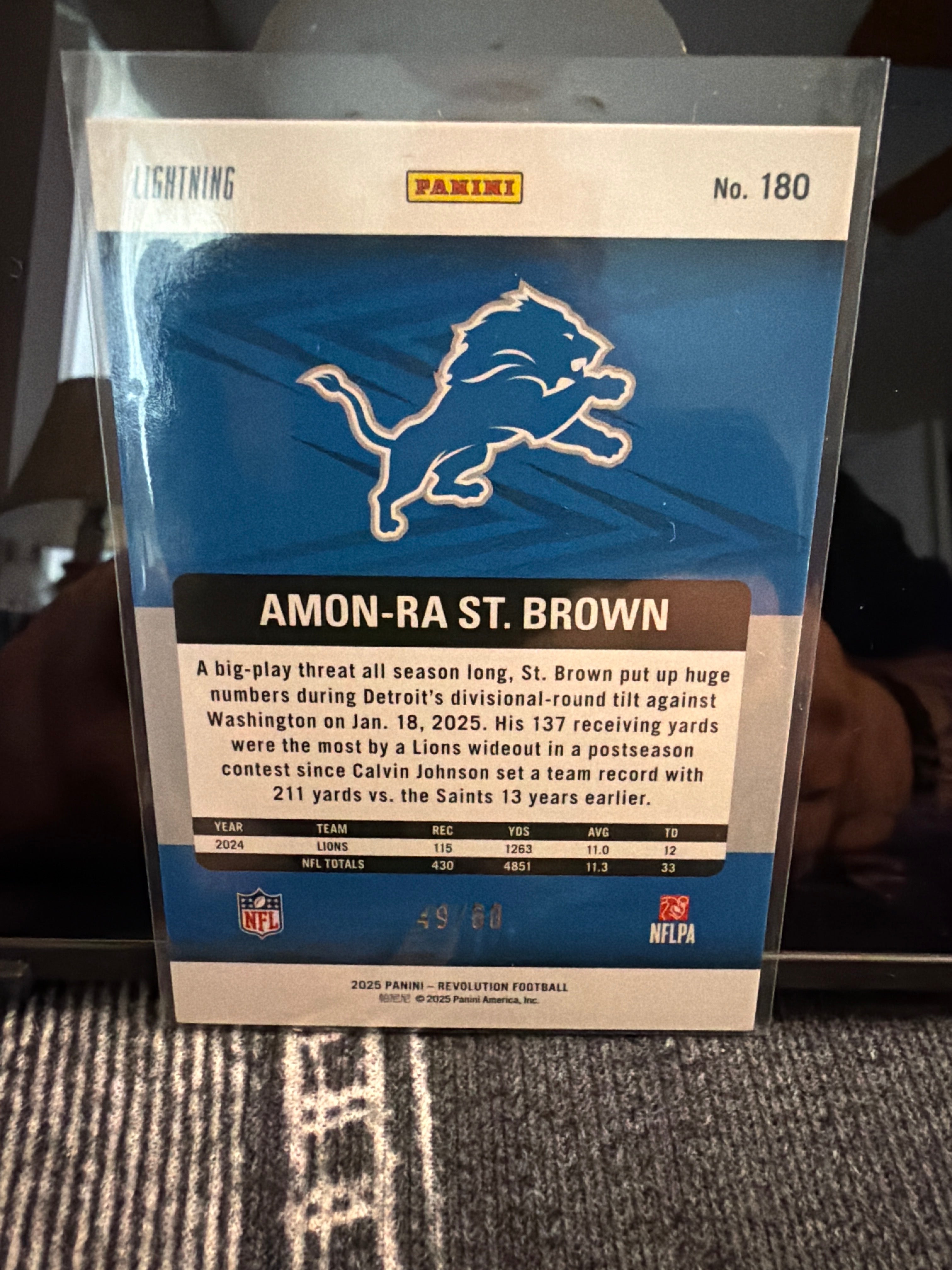 2025 Panini Revolution Amon-Ra St. Brown Lightning Parallel 49/60 Detroit Lions