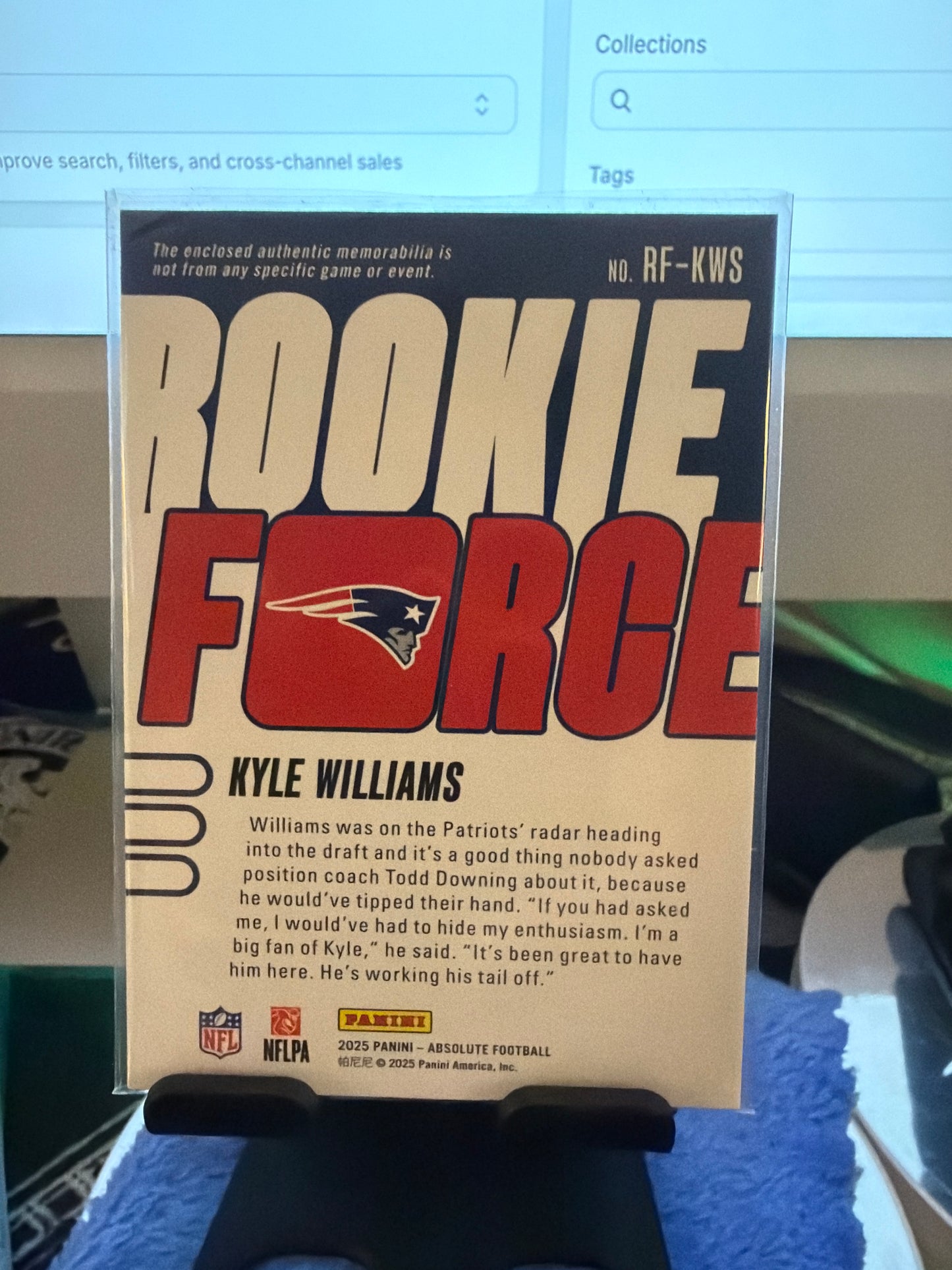 2025 Panini Absolute Kyle Williams Rookie Force RC Patch New England Patriots